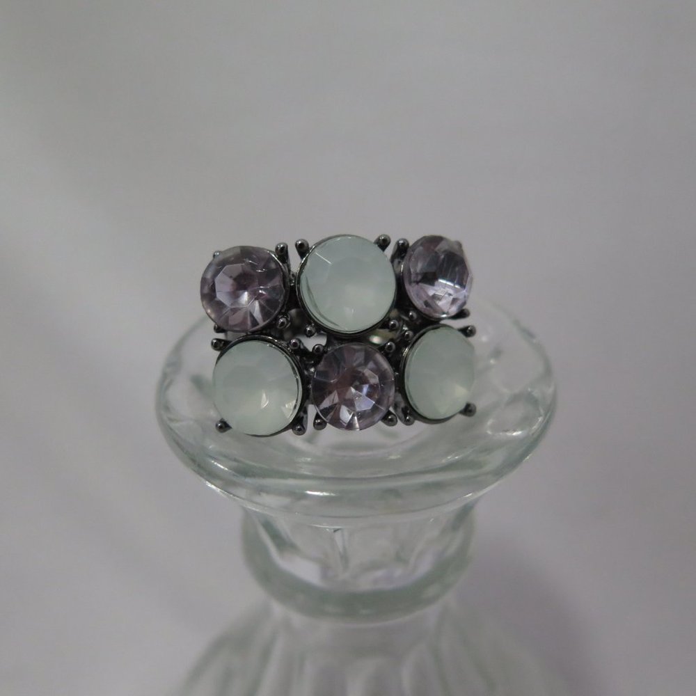 Vera Wang Silver Tone Stretch Ring with Stones